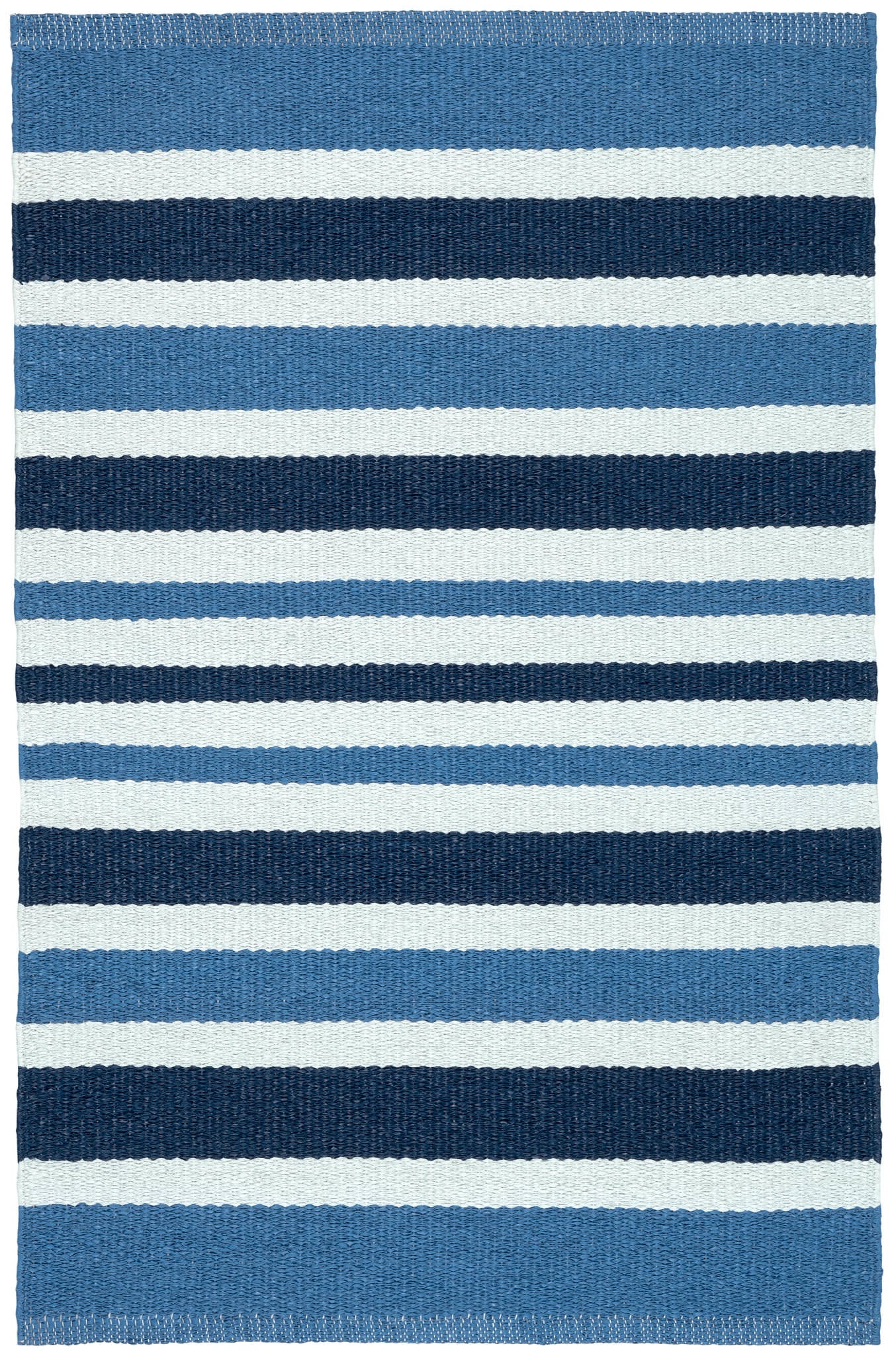 Charlie Stripe Handwoven Indoor/Outdoor Area Rug - Blue Cotton Woven Runner | Perfect for Living Room, Bedroom, Patio & Deck Decor