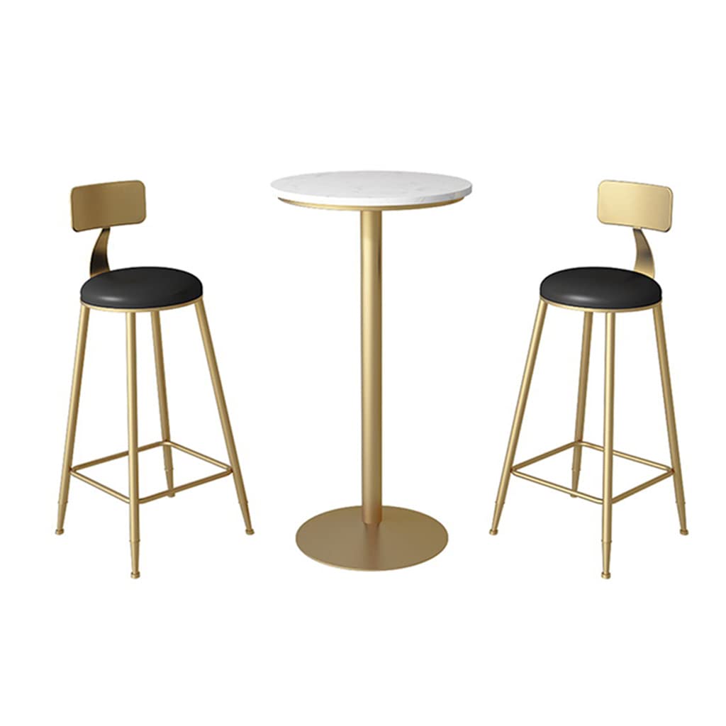 Modern White Marble High Bar Table with Solid Metal Base & Gold Frame - Kitchen Island, Breakfast Nook, Coffee Shop & Home Bar Counter Height Table - Durable Cocktail Table for Dining & Entertaining