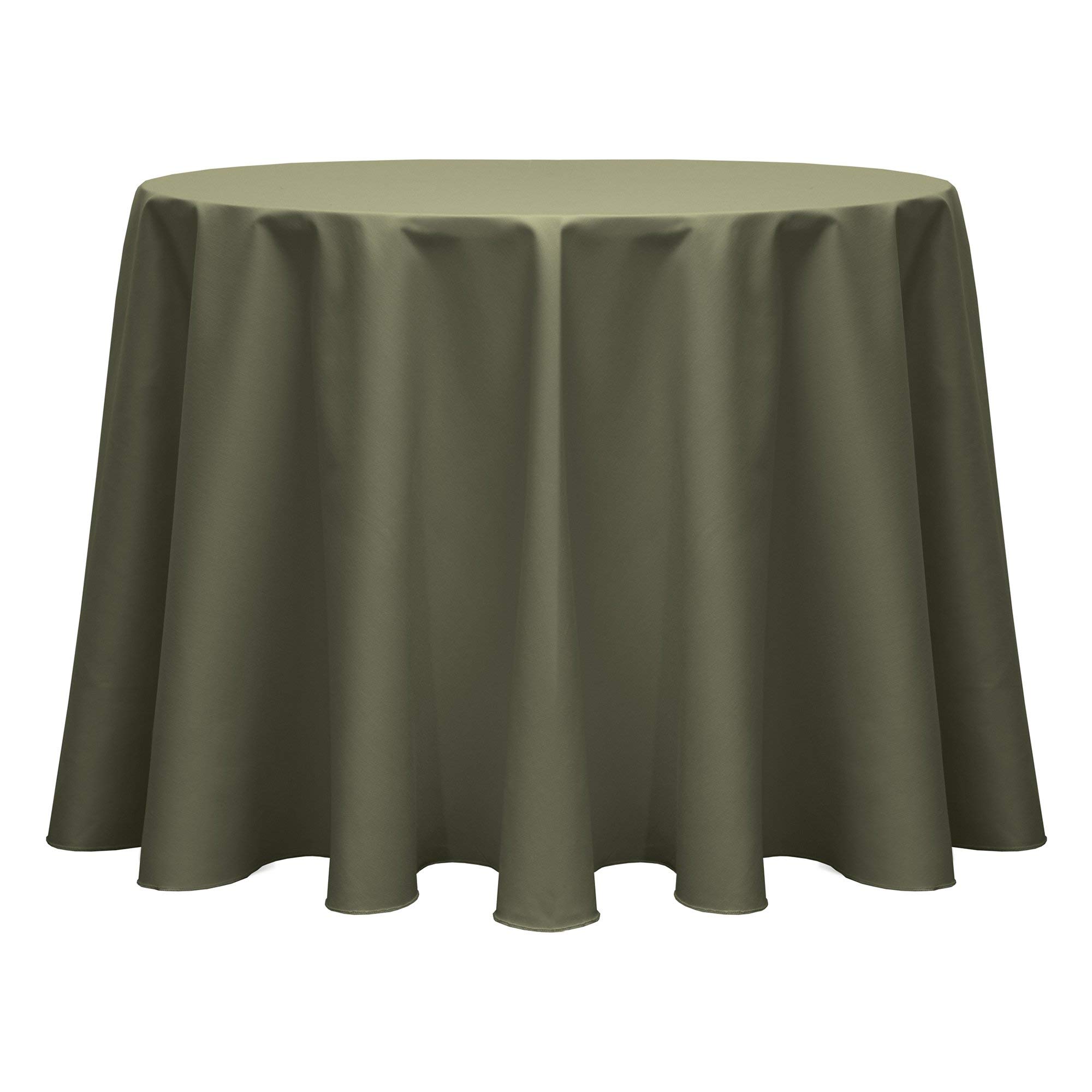 Premium 120-Inch Round Tablecloth - Poly-Cotton Twill Fabric in Olive Green for Weddings, Banquets & Outdoor Dining - Wrinkle & Stain Resistant