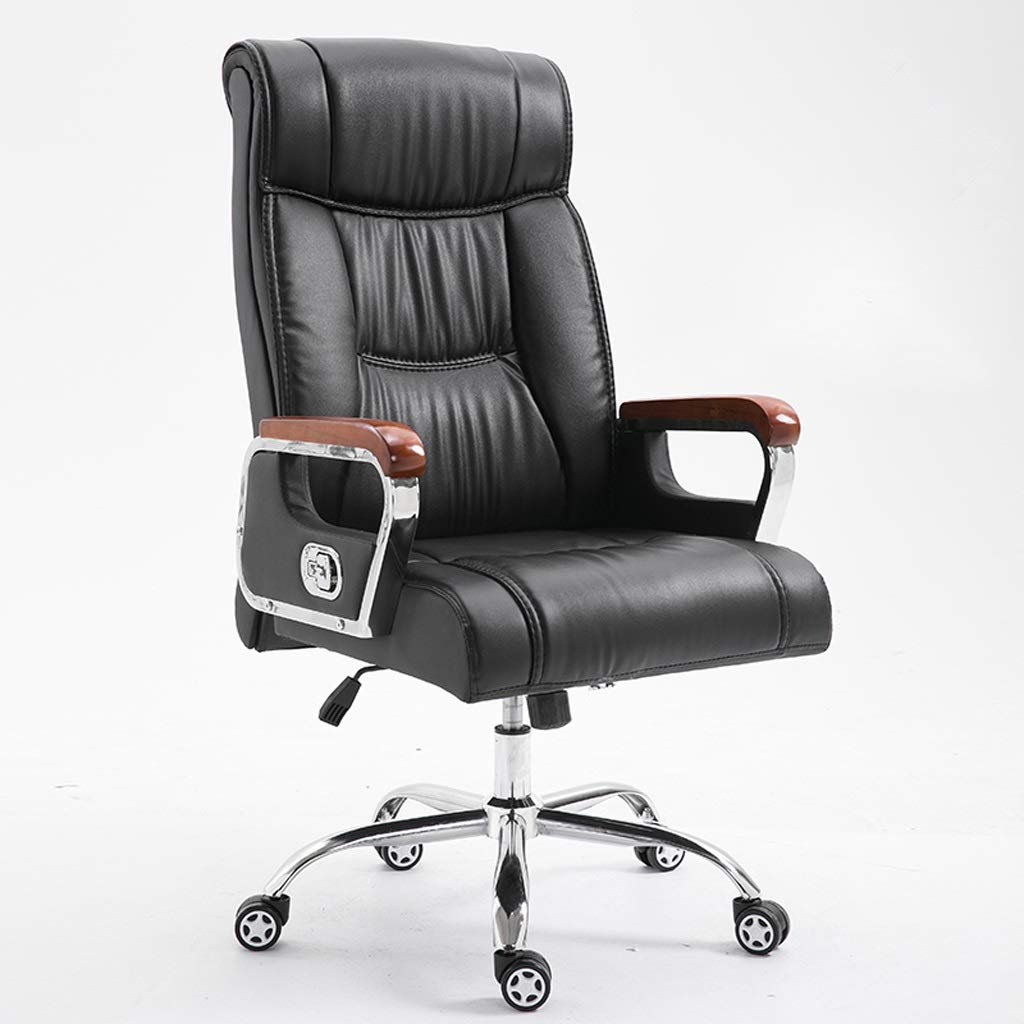 Ergonomic Office Desk Chair - Adjustable Reclining Computer Chair with Leather Backrest, Swivel & Lift Function for Home, Business & Study - Perfect for Long Work Hours, Gaming & Remote Work (Black)