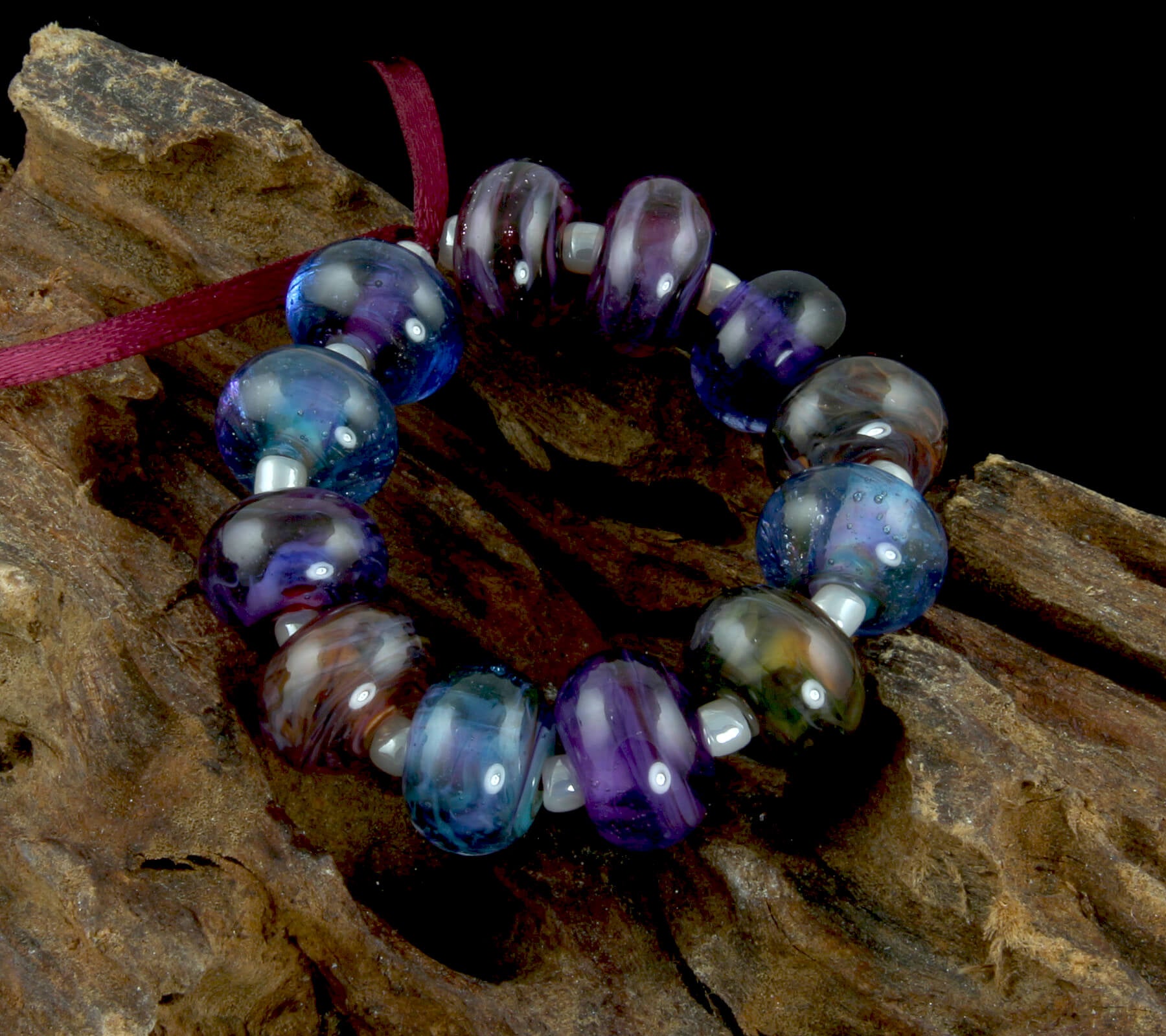 Blue and Purple Mix Lampwork Glass Beads Set for Jewelry Making - DIY Necklace, Bracelet, Earrings Craft Supplies