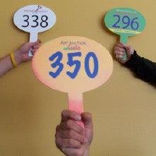 2-Sided BRAVO Full Color Plastic Numbered Bidder Paddles - Set of 50 | Auction, Bidding & Fundraising Events | Ideal for Charity Auctions, Game Shows & Classroom Activities