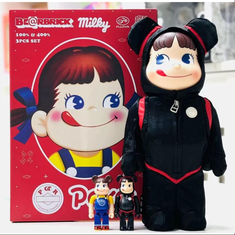 Bearbrick POTR Peko Milky 400% & 100% 3PCS Be@rbrick 2024 Limited Edition Collectible Figures - Perfect for Anime Fans, Home Decor, and Rare Toy Collections