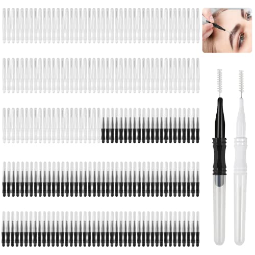 220Pcs Micro Brow Brushes with Cap - 2 Sizes for Eyebrow Lamination & Eyelash Extensions