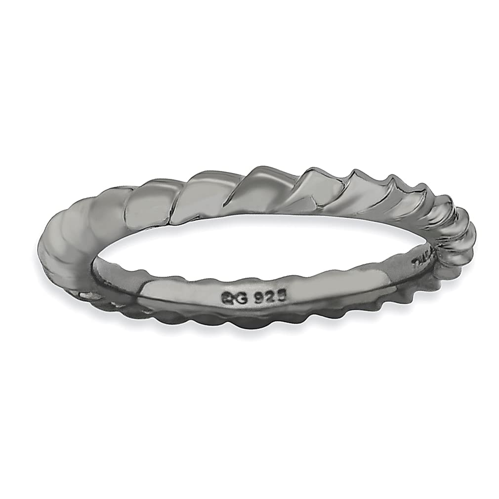 925 Sterling Silver Black Plated Stackable Dome Ring for Women - Elegant Fine Jewelry Gift for Her - Perfect for Everyday Wear, Date Nights & Special Occasions