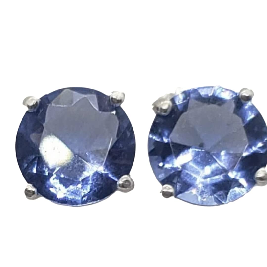 Exquisite Round Tanzanite Sterling Silver Earrings for Women – Elegant Jewelry Gift for Birthday, Anniversary & Special Occasions