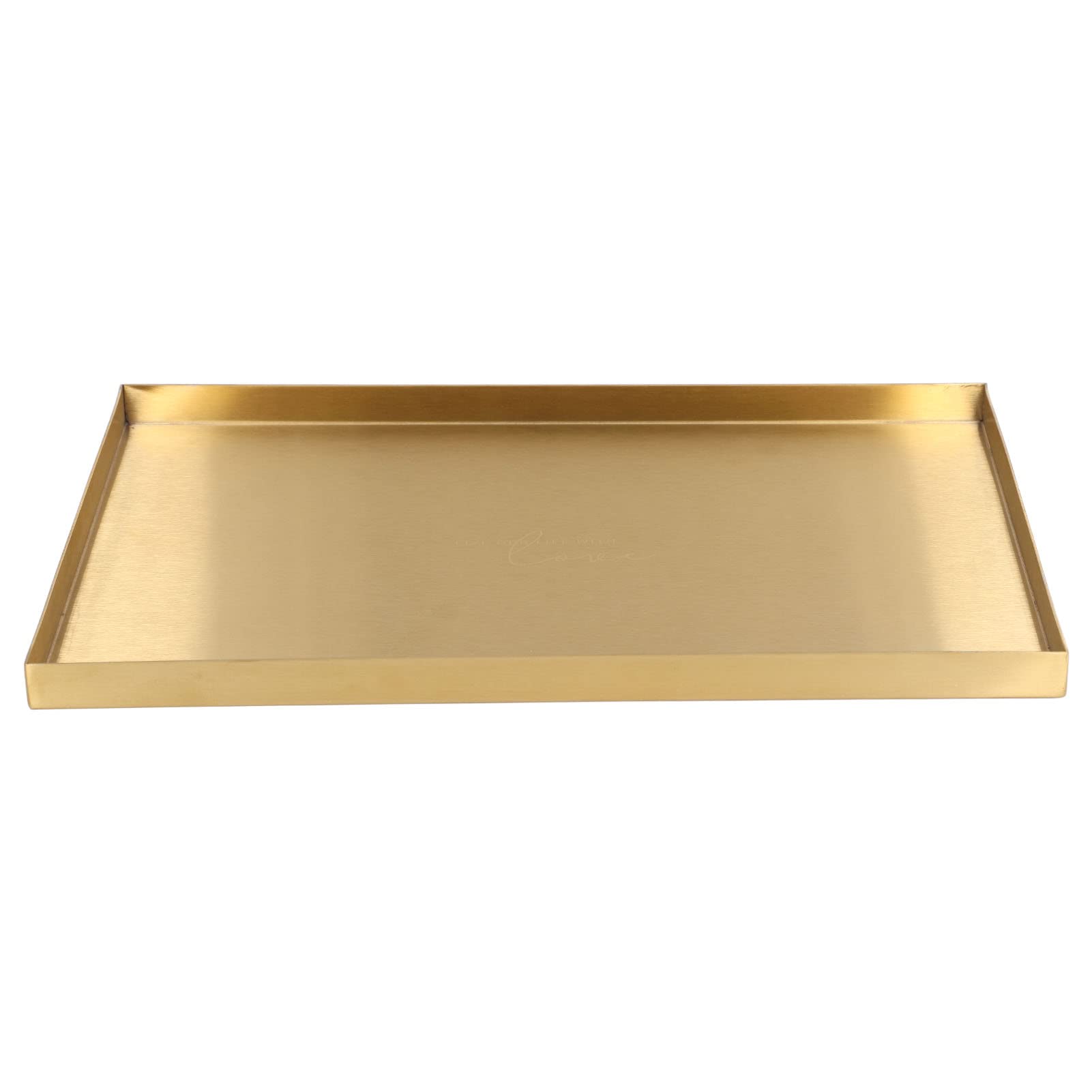 Gold-Plated Rectangle Storage Tray - Metal Cosmetic Organizer & Jewelry Display Tray - Stainless Steel Bathroom Tray for Makeup, Jewelry, and Vanity Organization - Perfect for Home, Salon, and Retail Store Display
