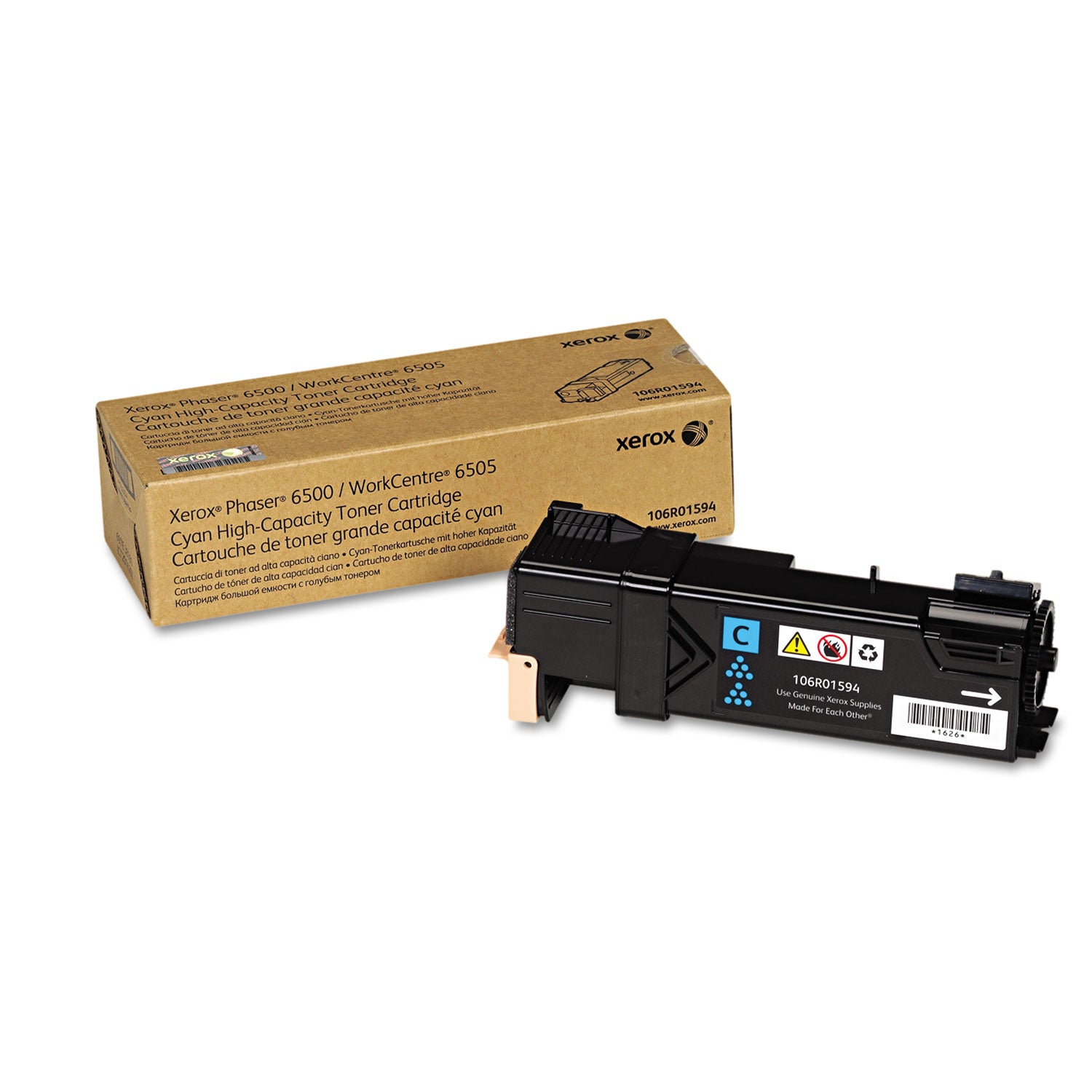 106R01594 High Yield Cyan Toner Cartridge - 2500 Page Yield for HP, Canon, Brother Printers | Ideal for Office & Home Printing