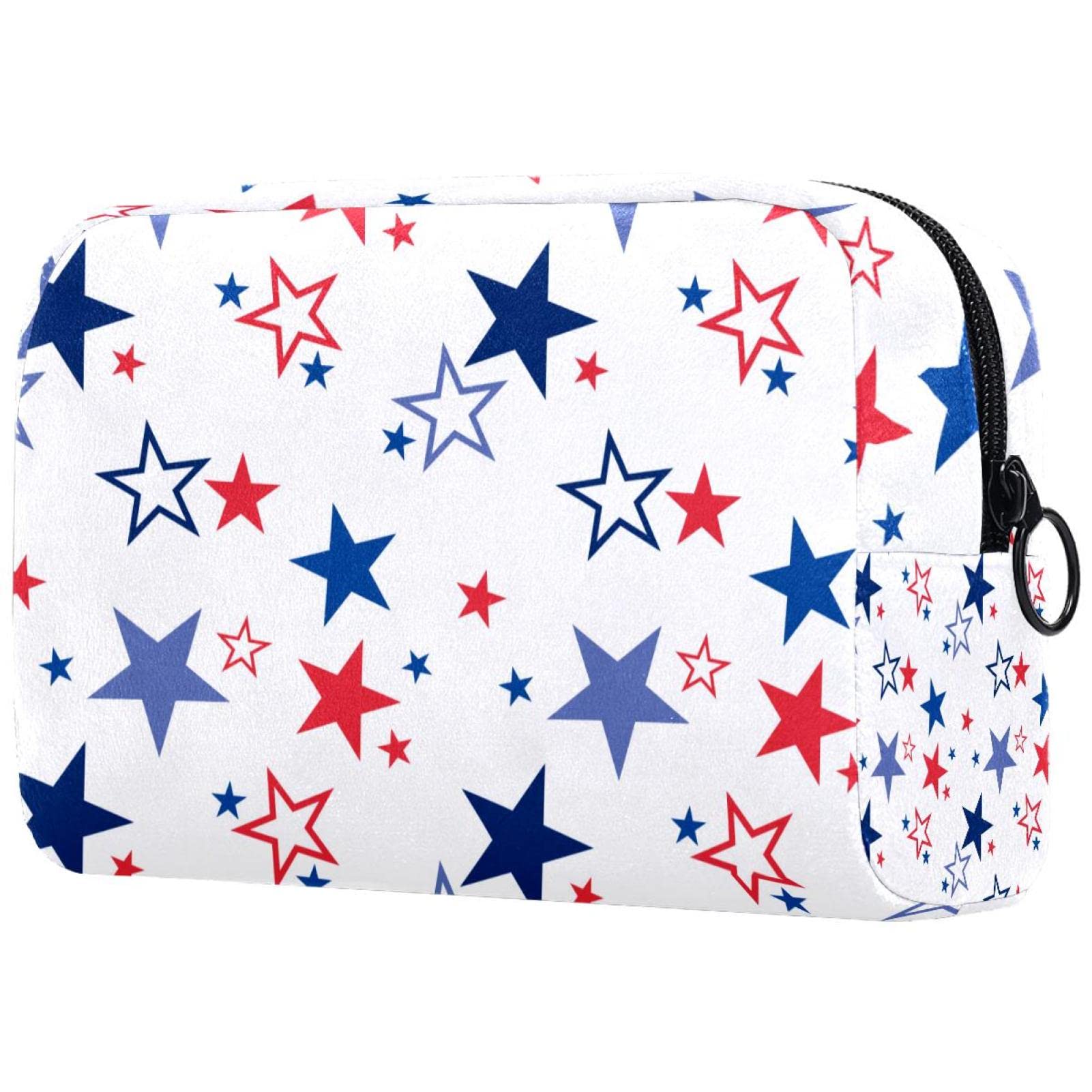 Stars White Makeup Bag for Women - Waterproof Travel Toiletry Organizer with Zipper, Cosmetic Pouch for Makeup Brushes & Skincare - Perfect for Carry On, Gym, Vacation & Daily Use