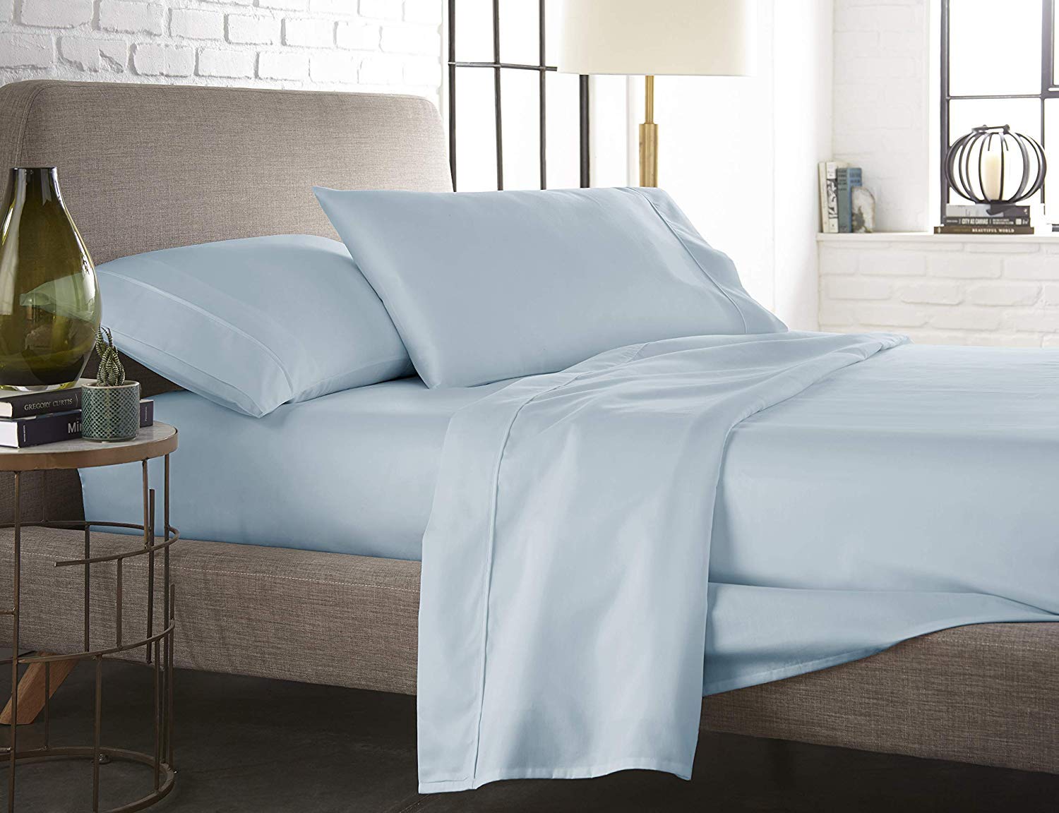 Luxury 100% Egyptian Cotton Twin XL Sheet Set - 550 Thread Count, Light Blue, Deep Pocket Fits 7-9 Inch Mattress (39x80) | Ultra Soft Bedding for Dorm Rooms, Guest Beds & Cozy Sleep