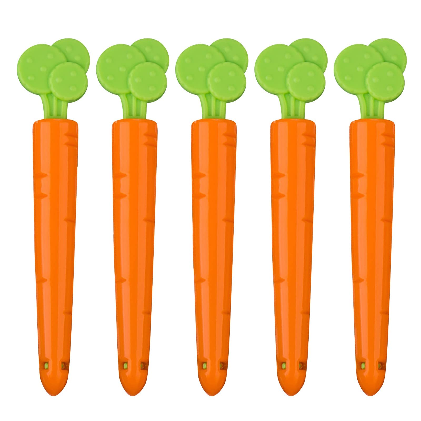 Yiser 5-Pack Plastic Food Bag Sealing Clips - Reusable Snack Bag Clips for Chips, Cereal, Frozen Food - Compatible with Vacuum Sealers - Cute Cartoon Design (Orange, One Size) - Perfect for Kitchen Storage, Travel Snacks & Meal Prep