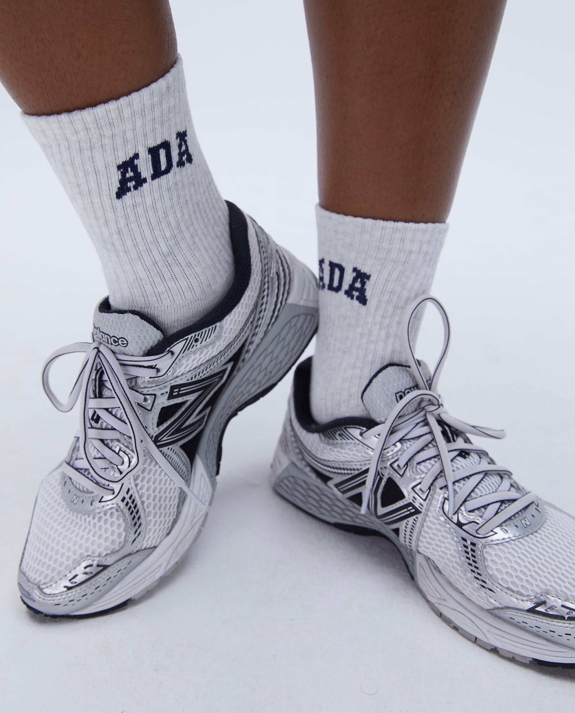 ADA Socks - Light Grey Melange & Navy Blue - Comfortable Athletic Socks for Running, Gym & Everyday Wear