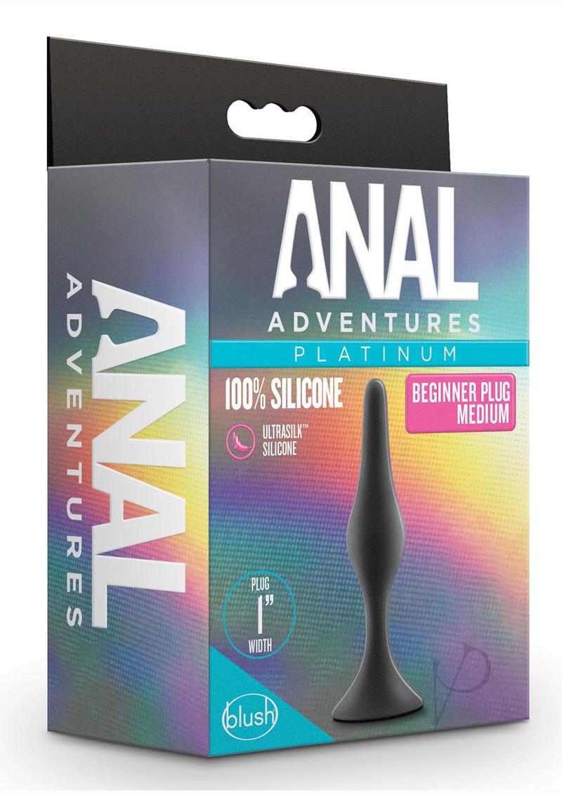 Anal Adventures Platinum Silicone Beginner Butt Plug - Medium Size, Black - Perfect for First-Time Anal Play & Sensual Exploration