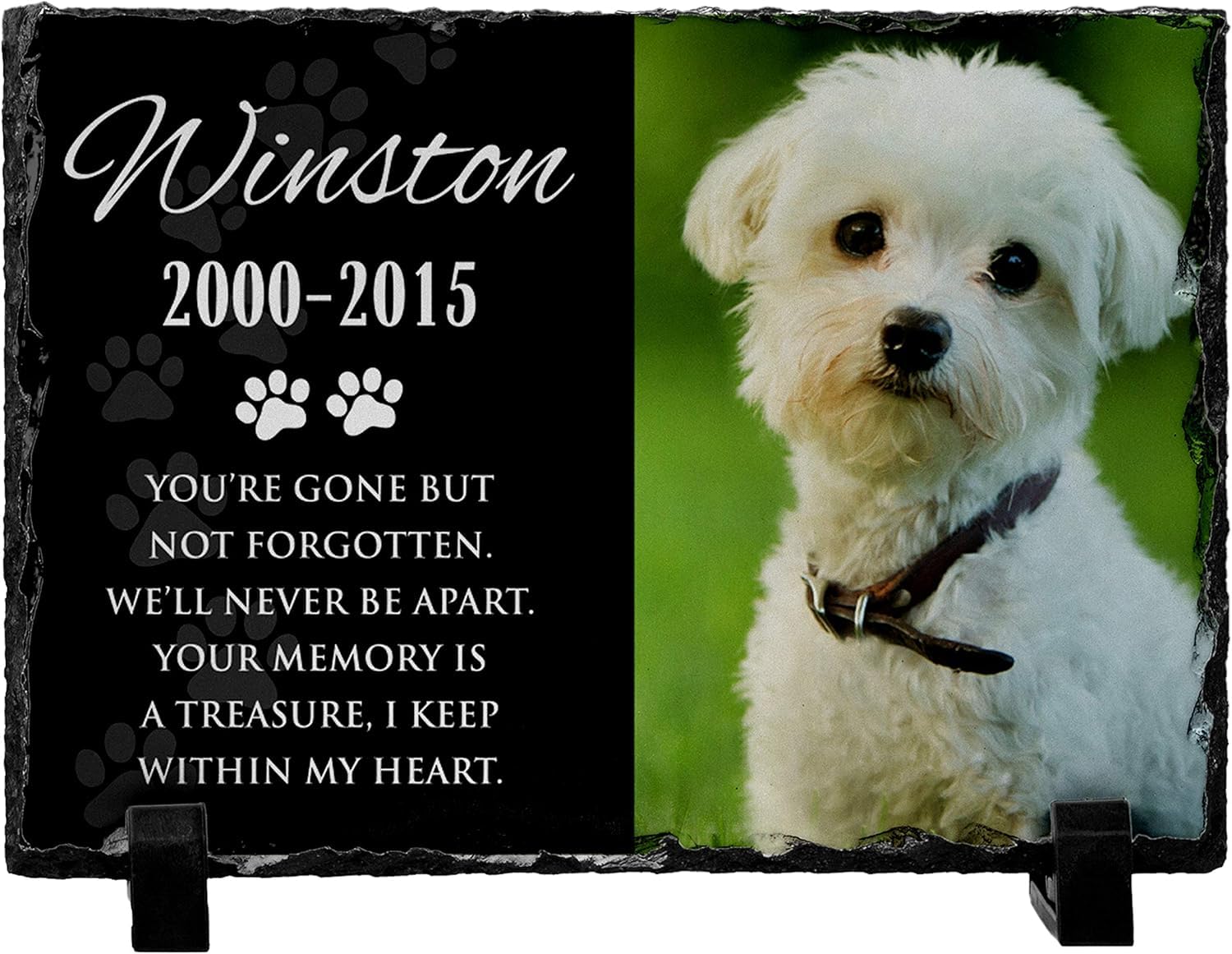 Custom Engraved Dog Memorial Stone with Photo - 8x12 Inch Granite Pet Memorial Plaque for Dogs & Cats - Personalized Pet Loss Gift, Indoor/Outdoor Pet Tombstone - Perfect for Backyard Memorials, Garden Tributes & Pet Cemeteries