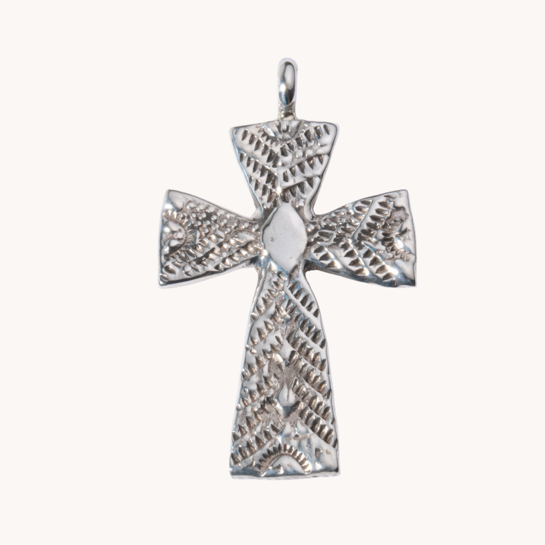 Hand Stamped Cross Pendant Necklace - Religious Jewelry for Women & Men - Perfect for Baptism, Confirmation & Everyday Faith-Based Fashion