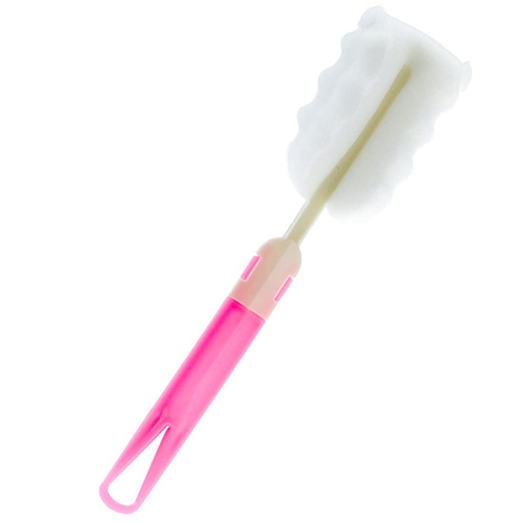 LEIGE Detachable Baby Bottle Brush with Long Handle - Soft Sponge Cleaner for Infant Bottles, Thermos, Glass & Water Bottles (Pink) - Perfect for Newborn Feeding & Kitchen Cleaning Essentials
