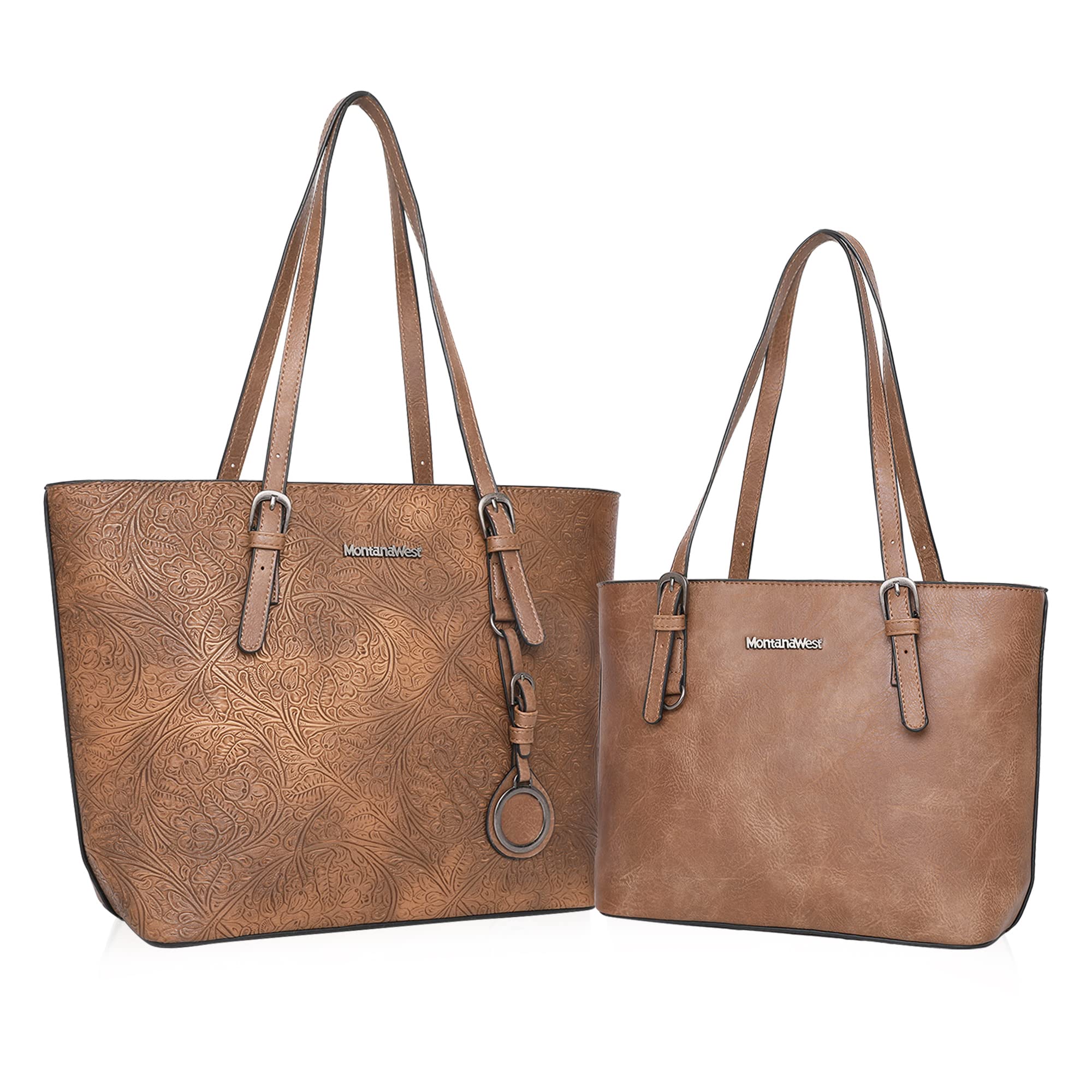 Montana West Women's Large Tote Bag & Handbag Set - 2 Piece Embossed Leather Purse Collection for Work, Travel & Everyday Use