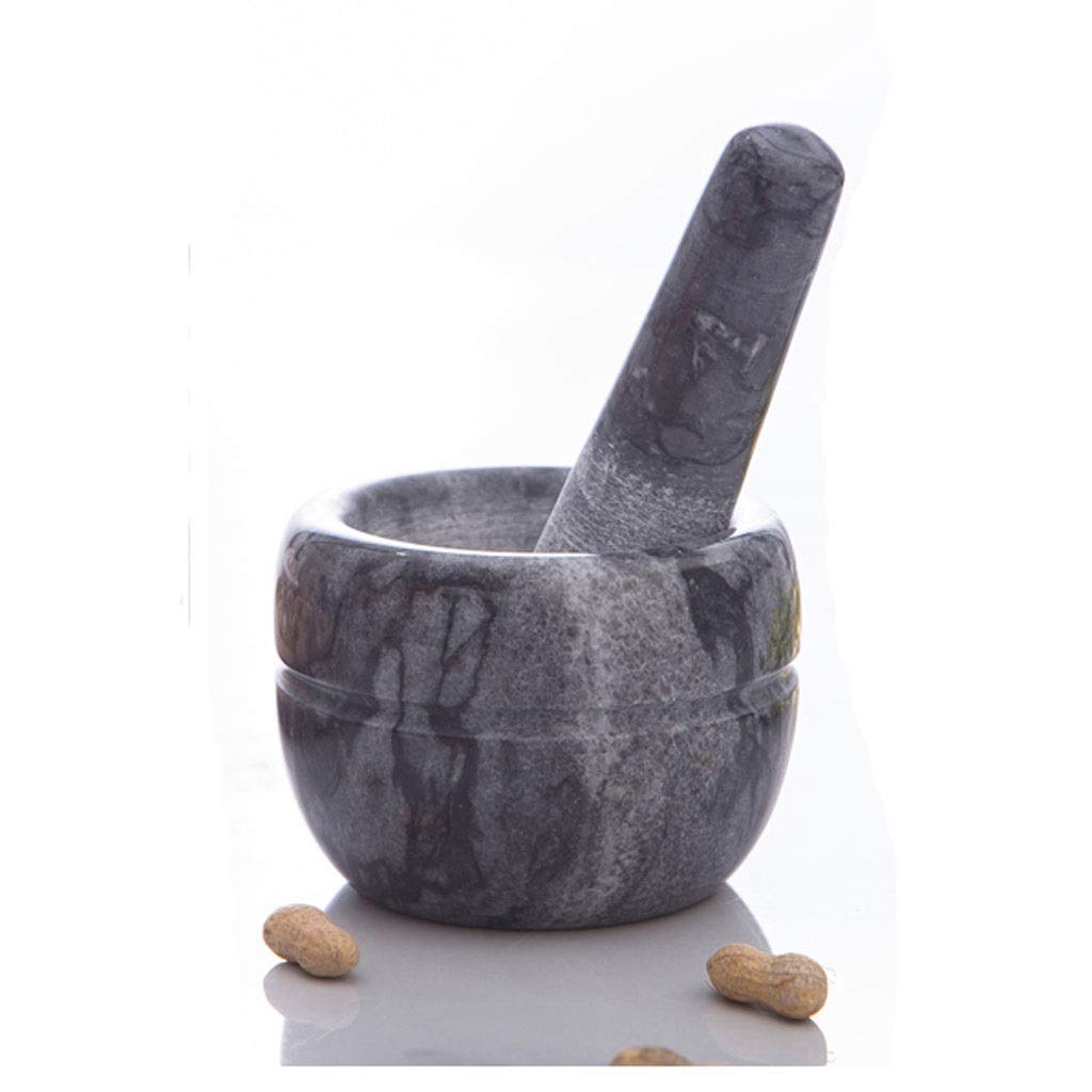 Premium Marble Mortar and Pestle Set - Spice Grinder, Herb Crusher, Pill Crusher for Guacamole, Garlic, and Kitchen Use - Solid Stone Bowl with Pestle - Perfect for Grinding Herbs, Spices, and Making Fresh Salsas (Black)