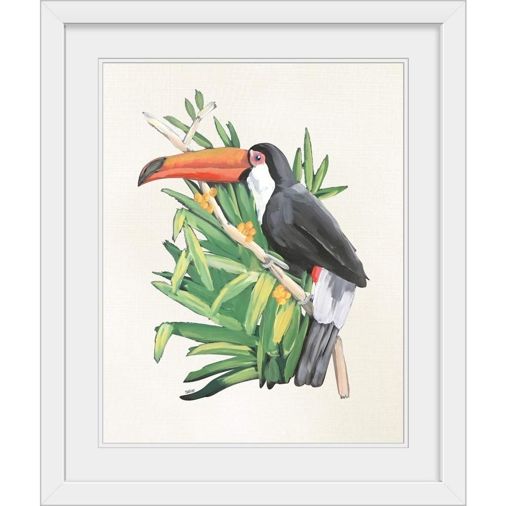 GREATBIGCANVAS Toucan II White Framed Wall Art Print - Tropical Bird Painting for Living Room, Bedroom & Office Decor - Ready to Hang Canvas Artwork