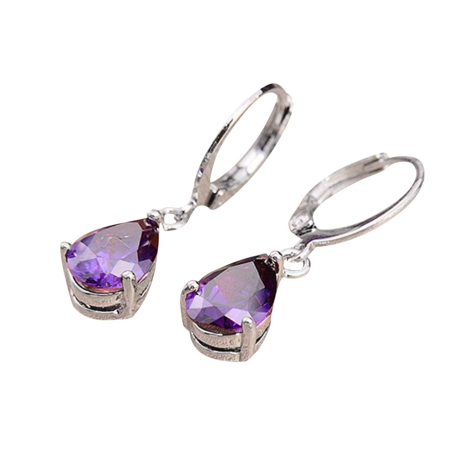 Crystal Water Drop Hoop Earrings for Women - Purple Dangle Earrings Jewelry, Elegant Birthday Gifts for Women & Girls | Perfect for Parties, Weddings & Everyday Wear
