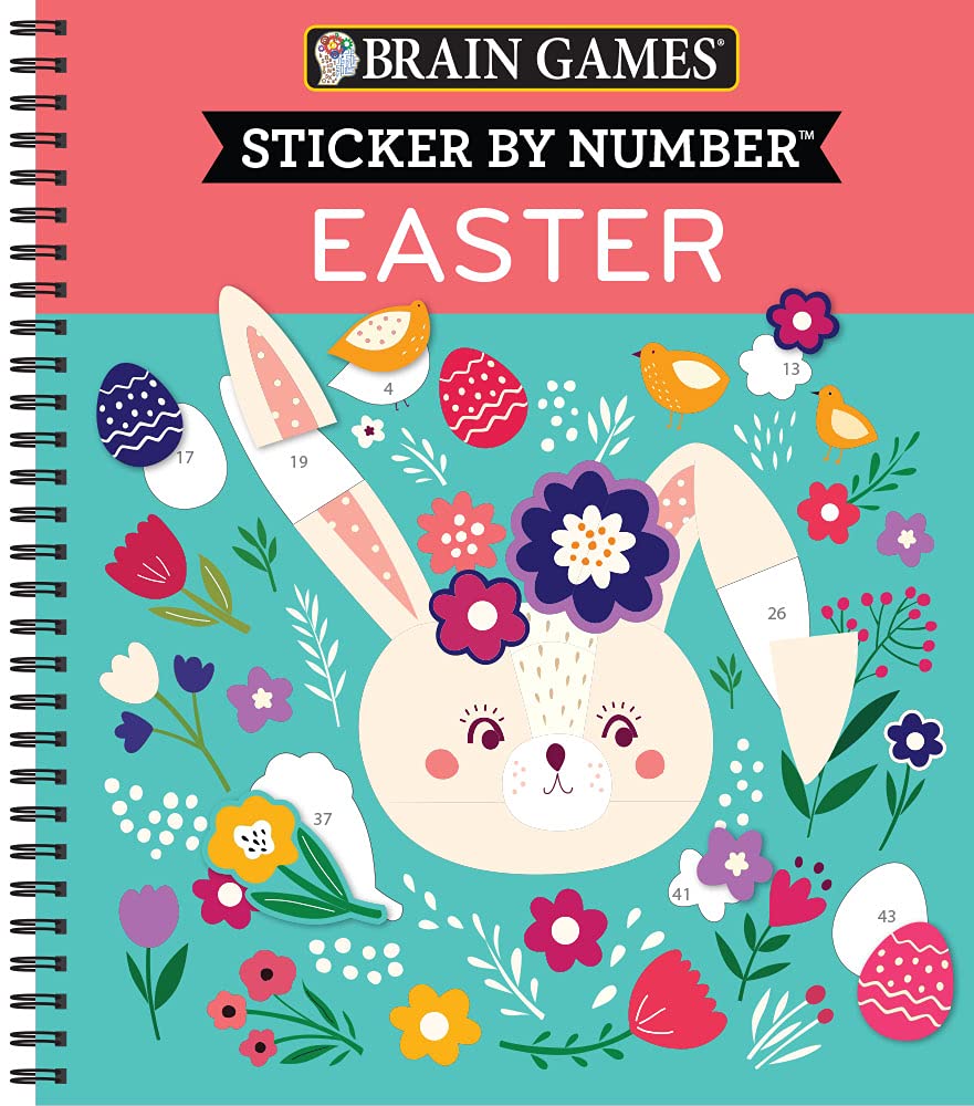 Brain Games - Sticker by Number: Easter Activity Book for Kids & Adults | Fun DIY Sticker Puzzles for Holiday Decorations & Party Favors