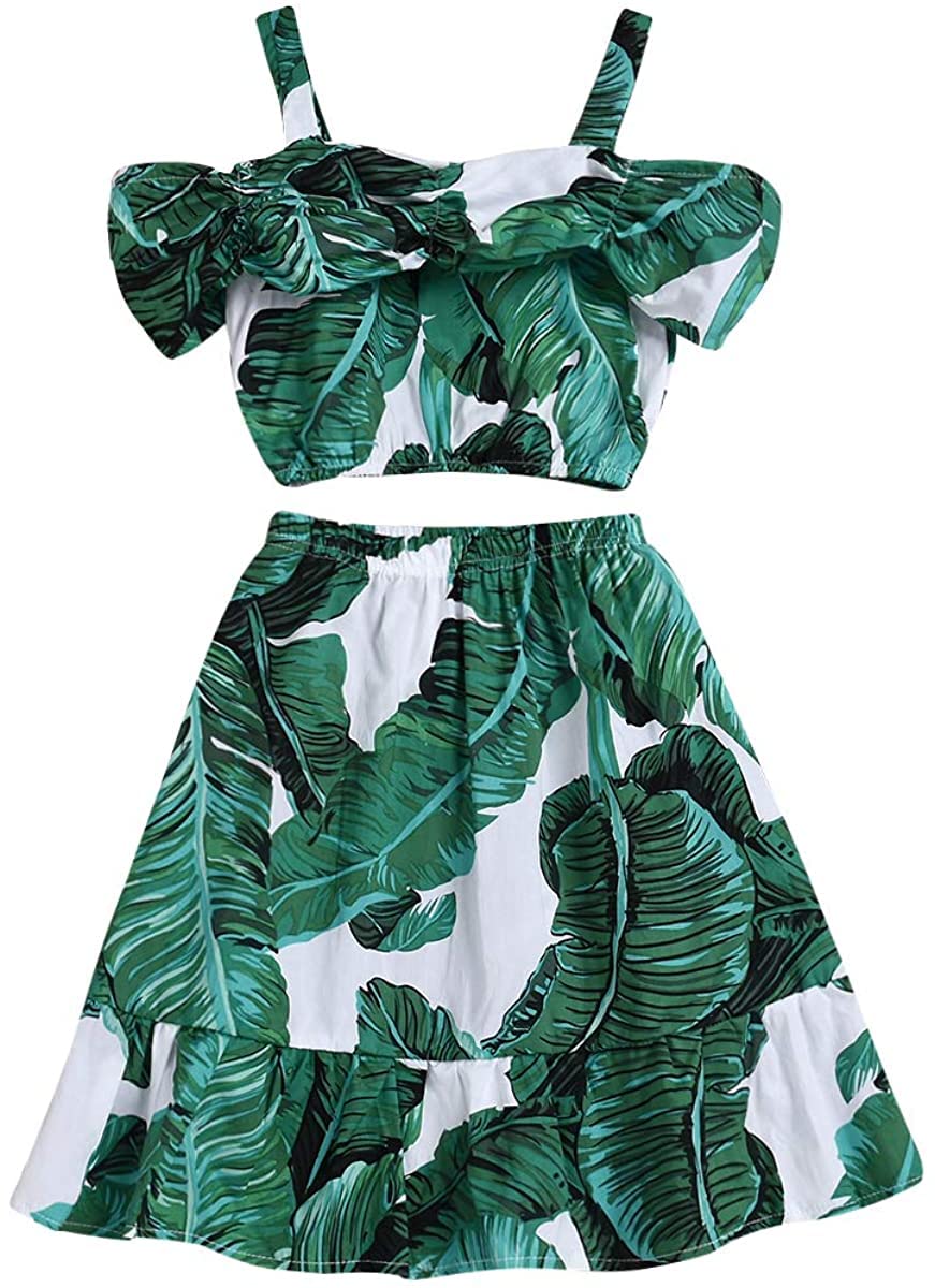 Floral Ruffle Off-Shoulder Crop Top & Bowknot Denim Shorts Set for Baby Girls – Toddler Summer Outfit for Playdates, Beach Trips & Photo Shoots