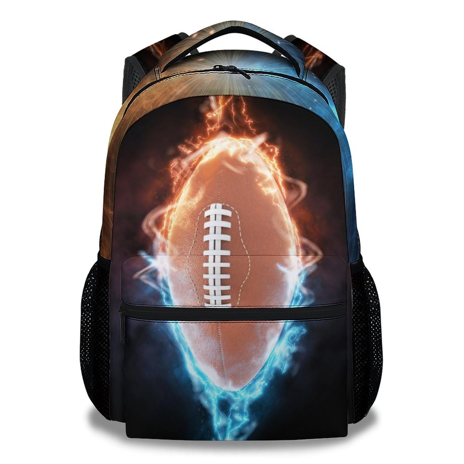 16 Inch Football School Backpack for Boys - Lightweight Brown Bookbag for Kids | Durable Travel Backpack for School, Sports & Outdoor Adventures