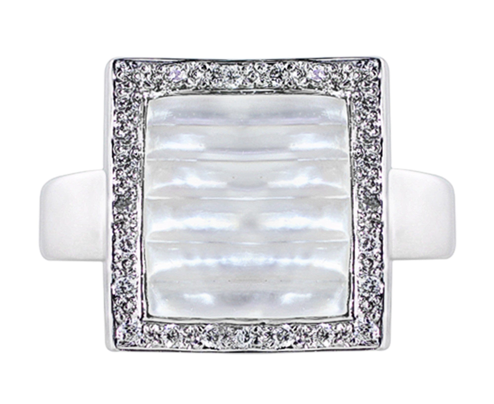 18K White Gold Mother of Pearl Diamond Ring for Women - Elegant Wedding, Engagement, Anniversary Gift - Perfect for Special Occasions & Everyday Luxury