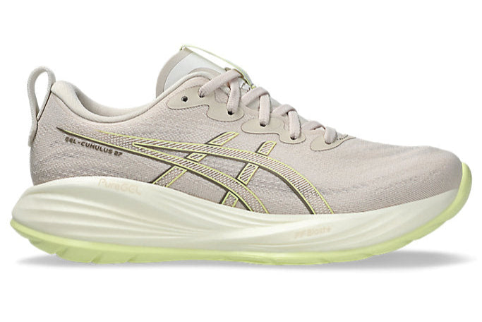 ASICS Women's Gel-Cumulus 27 Running Shoes - D Width - Mineral Beige/Huddle Yellow | Cushioned Road Running Sneakers for Women | Perfect for Marathon Training & Daily Jogging