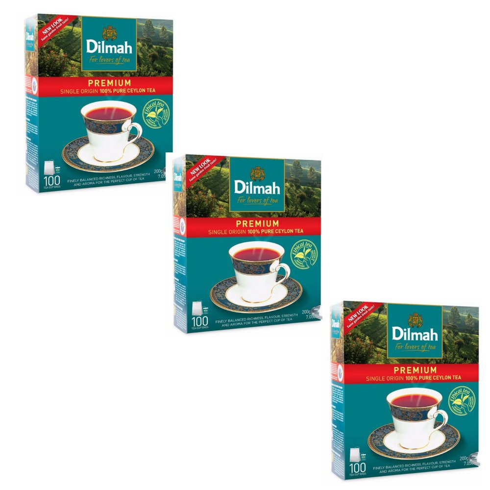 Premium Dilmah Ceylon Tea Bags - 100% Pure Single Origin Black Tea - 100 Count (3 Pack) - Rich Flavor & Aroma for Morning Boost, Afternoon Relaxation & Evening Comfort - Perfect for Home, Office or Gifting