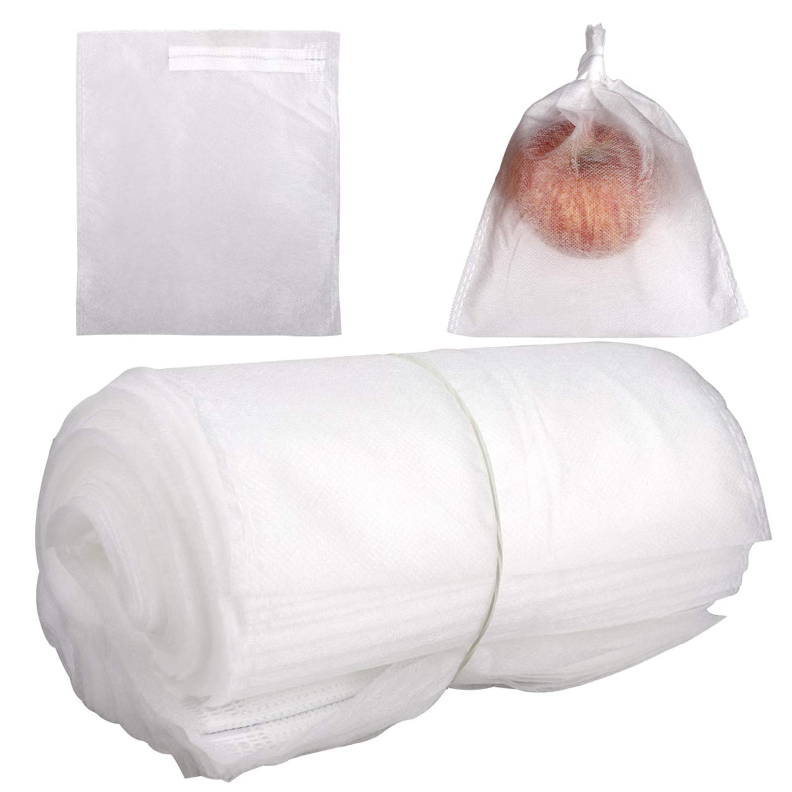 YIREAUD 100pcs Fruit Protection Bags with Drawstring - Breathable Garden Net Barrier for Apples, Pears, Peaches - Protect Plants, Fruits & Flowers from Pests & Birds (Ideal for Organic Gardening & Backyard Harvest)