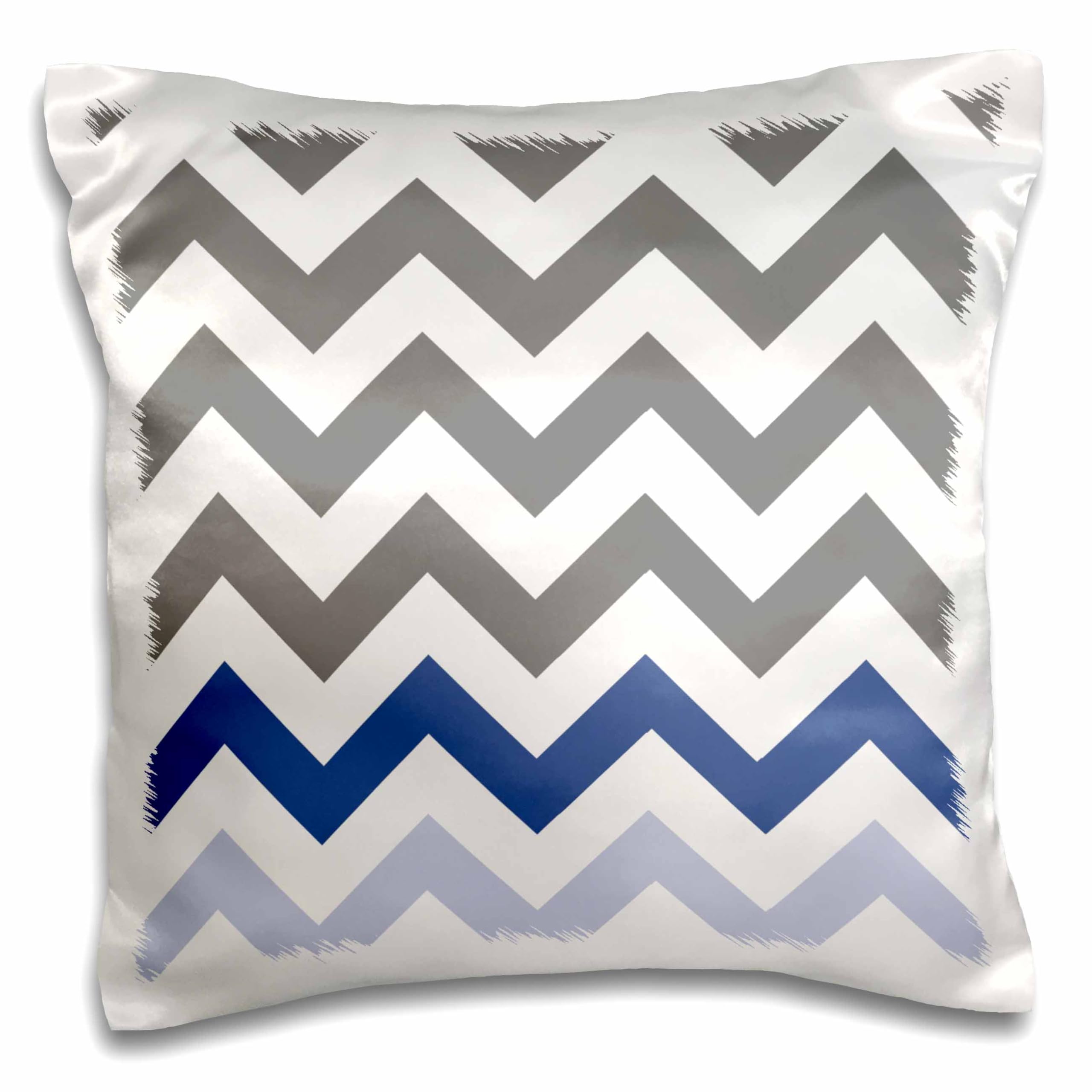 3D Rose Charcoal Grey Chevron Blue Zig Zag Accent Pillow Case 16x16 Inches - Stylish Decorative Throw Pillow Cover for Living Room, Bedroom, Sofa & Couch