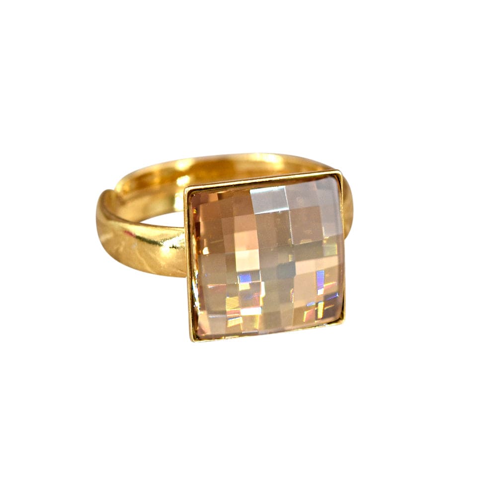 24K Gold Shadow Ring - Elegant Chessboard Design Jewelry for Women, Perfect for Parties, Weddings & Special Occasions
