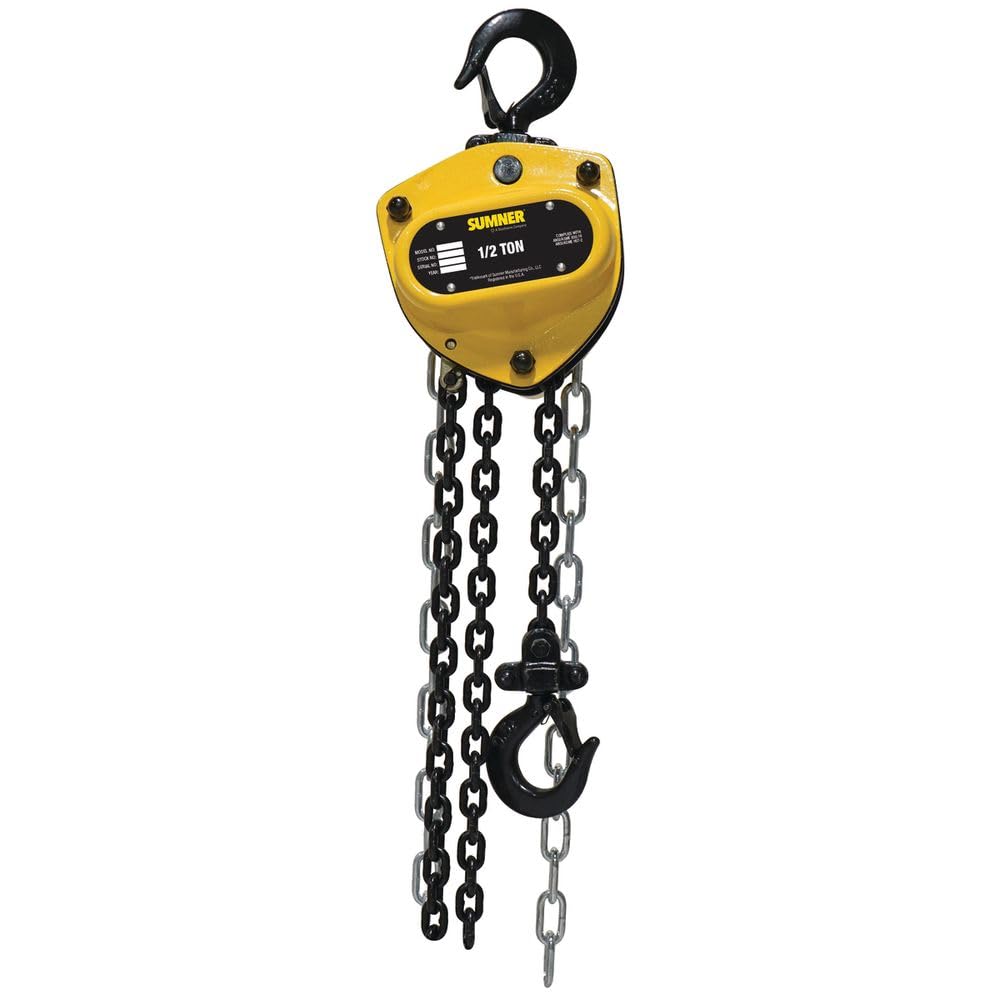 Southwire Sumner 787406 1/2 Ton Heavy Duty Chain Hoist with 20 ft. Lift Capacity - Perfect for Garage, Workshop & Industrial Lifting Applications