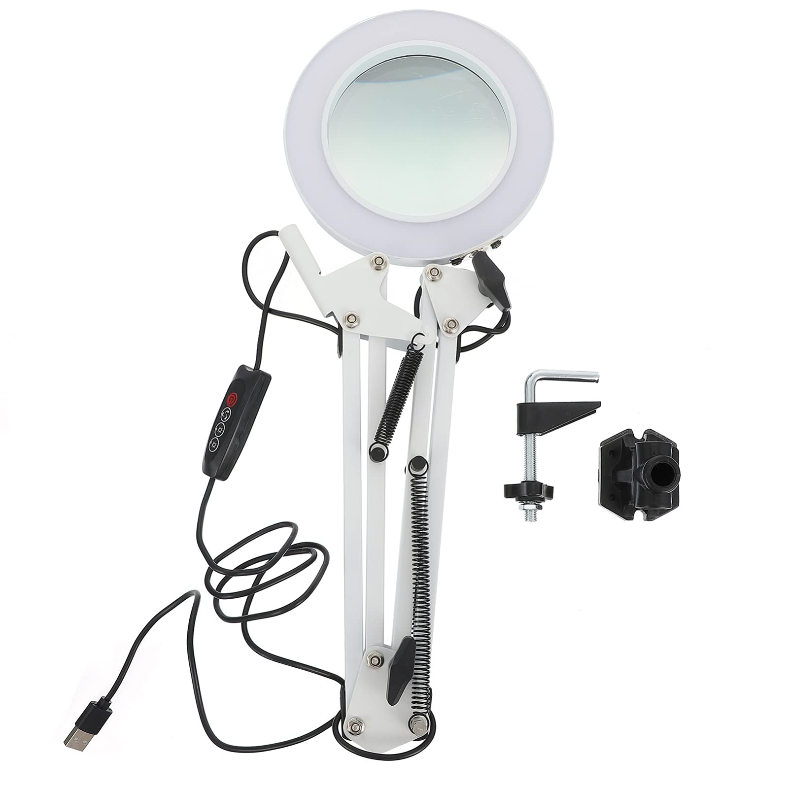 Baluue LED Magnifying Lamp with Stand - 5X Magnifier Light for Reading, Crafts, Jewelry Making & Hobbies - Adjustable Desktop Light for Precision Work