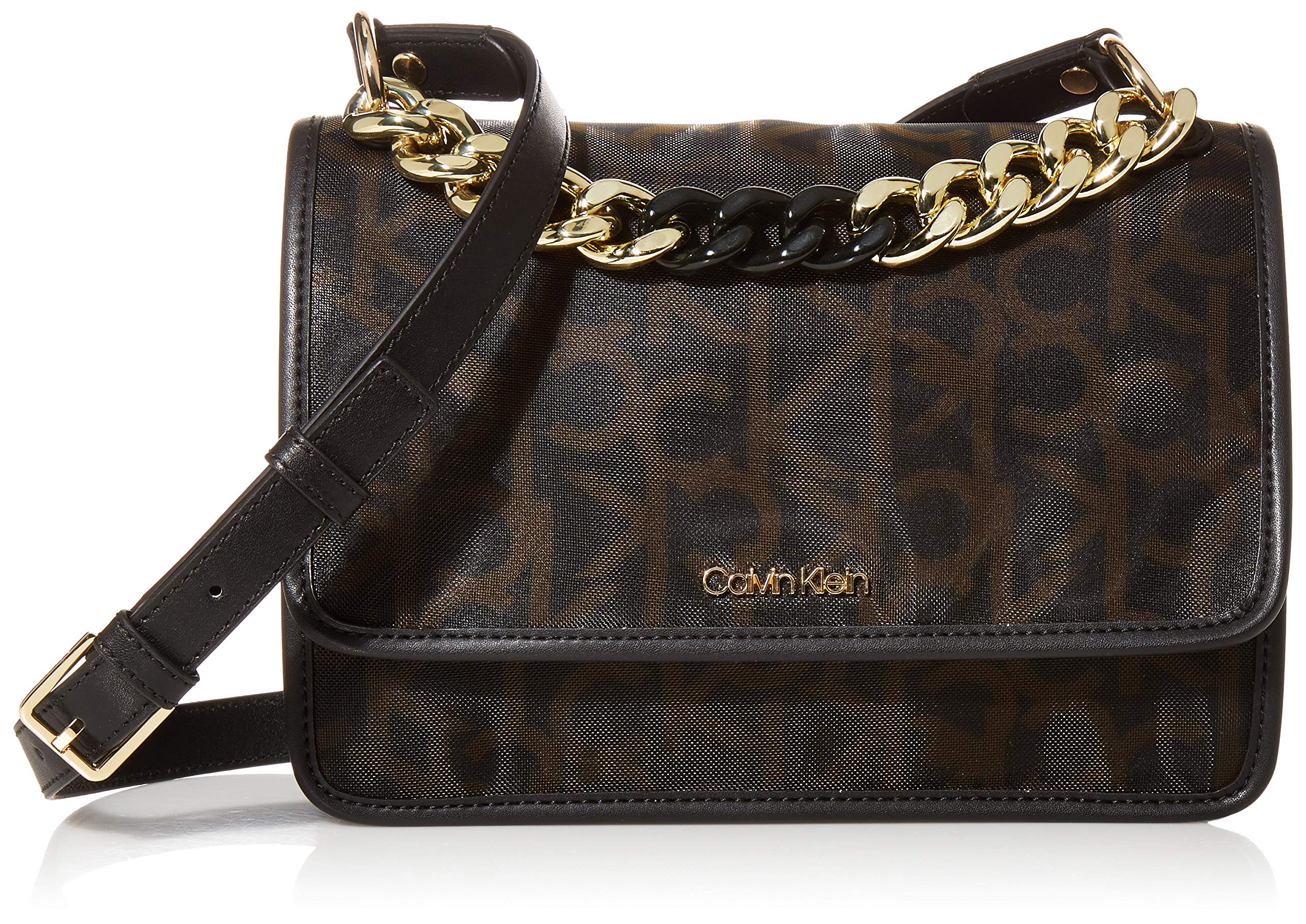 Calvin Klein Ariela Signature Large Flap Crossbody Bag for Women - Stylish Leather Shoulder Purse with Adjustable Strap, Perfect for Work, Travel & Everyday Use