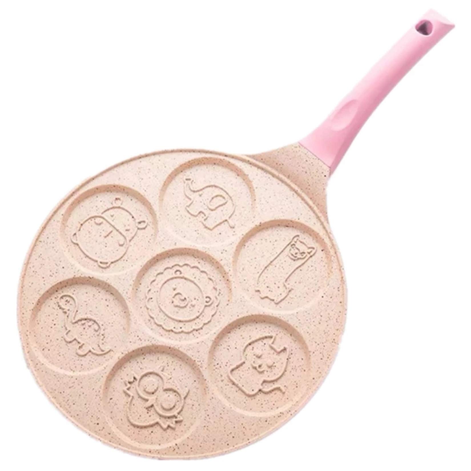 GMZS 7-Hole Nonstick Pancake Omelette Pan - Animal Face Design, Multi-Function Breakfast Skillet for Gas Stove - Perfect for Kids' Breakfast, Brunch & Family Cooking
