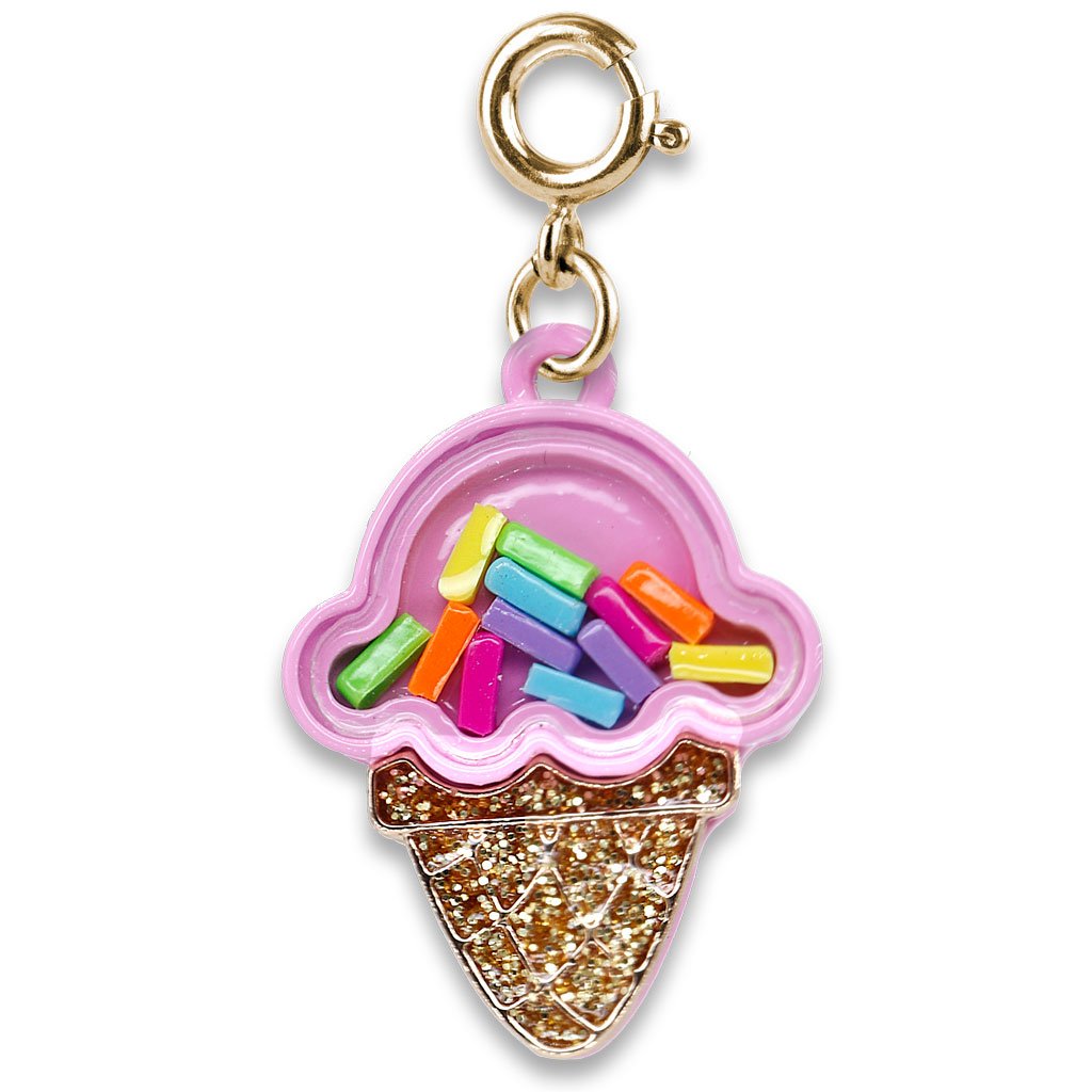 14K Gold Ice Cream Cone Pendant Charm for Jewelry Making - Perfect for Necklaces, Bracelets & DIY Craft Projects
