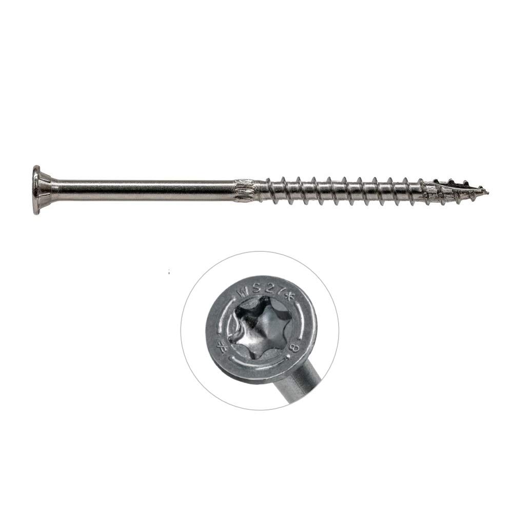 10-Pack Simpson Strong-Tie SDWS27800SS-RC10 .276 x 8-Inch 316 Stainless Steel T50 Flagged Structural Screws - Perfect for Deck Building, Fencing & Outdoor Construction Projects