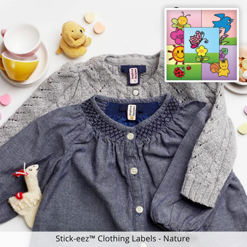 70 Personalized Laundry-Safe Stick-EEZ™ Clothing Labels (Nature Theme) - No-Sew, No-Iron, Washer & Dryer Safe - Perfect for Kids' Camp, School & Daycare by Oliver's Labels