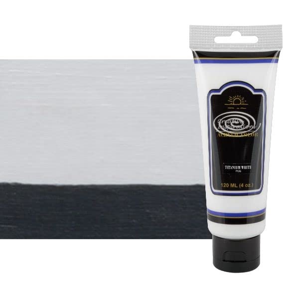 Titanium White Acrylic Paint - 120 mL Tube - Smooth & Creamy Consistency, Vibrant Pigments, High Coverage for Artists - Easy Cleanup with Soap & Water - Perfect for Canvas Painting, DIY Crafts & Home Decor Projects