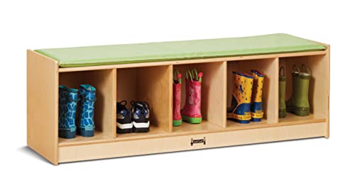 Jonti-Craft 90936JC 5-Section School Bench Locker with Key - Lime Green - Durable Classroom Storage for Kids & Teens - Perfect for Schools, Daycares & Playrooms