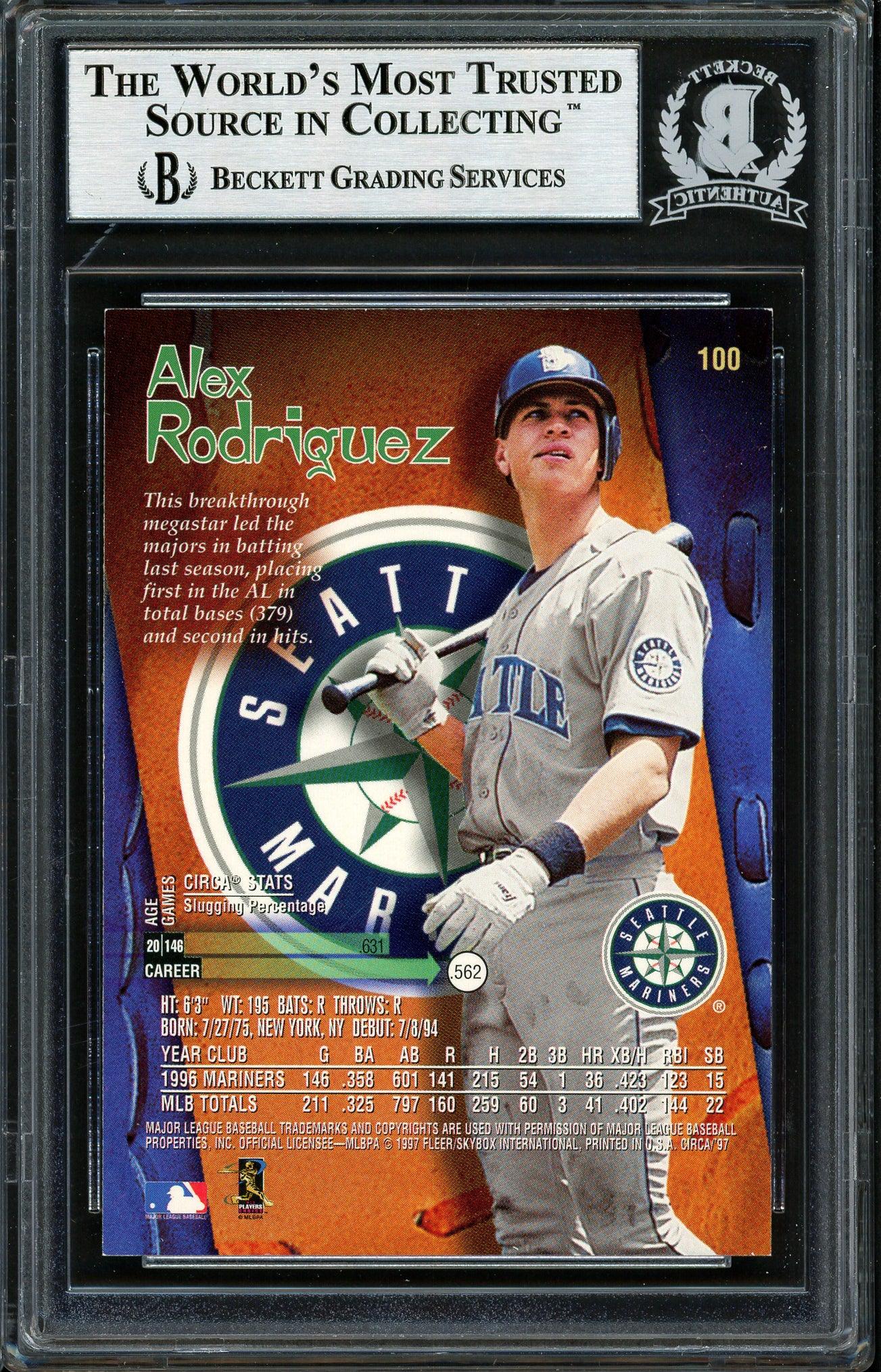 Alex Rodriguez Autographed 1997 Skybox Circa Baseball Card #100 - Seattle Mariners - Beckett BAS Certified #12410257 - Perfect for Sports Memorabilia Collectors and MLB Fans