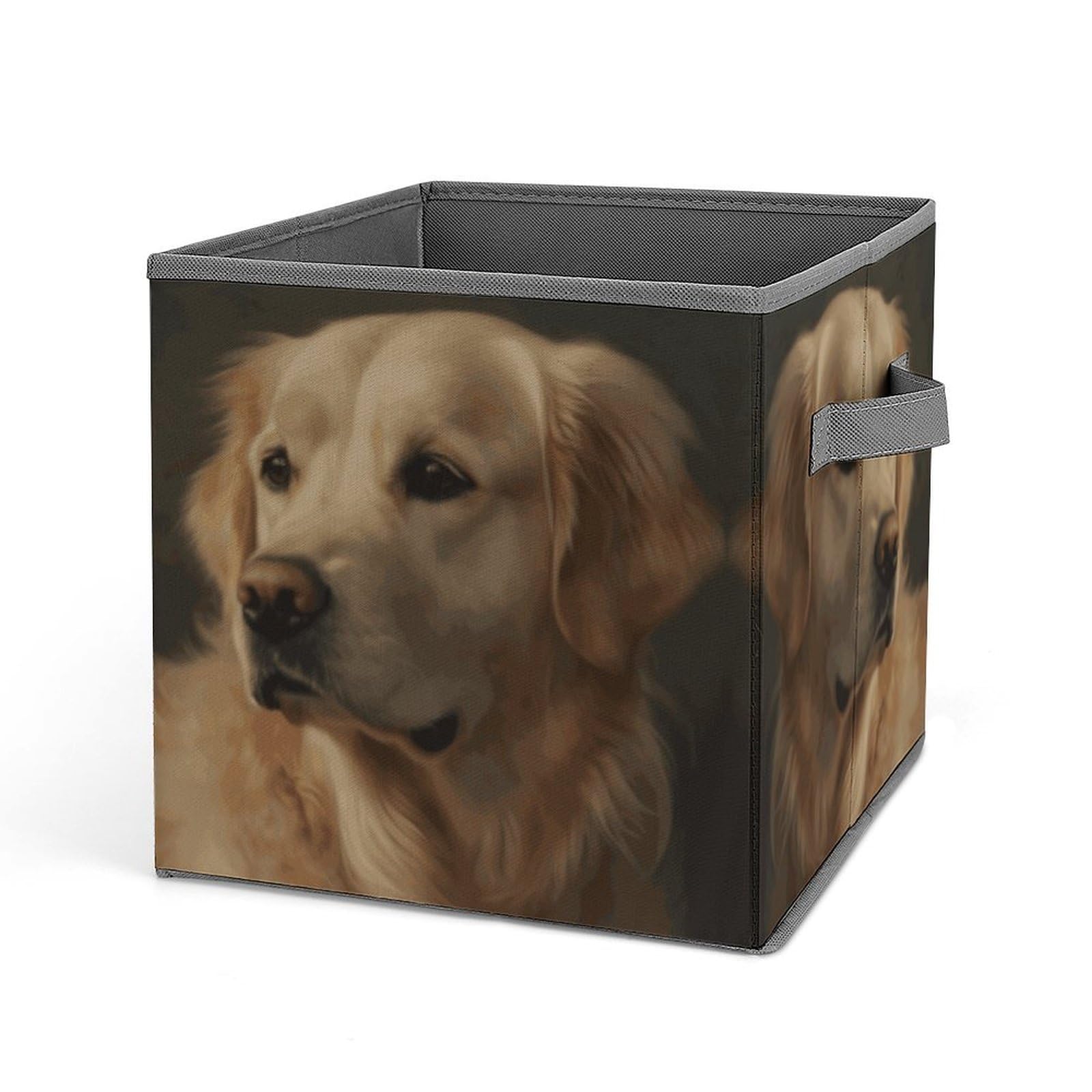 Golden Retriever Pattern Foldable Storage Box with Handle - Closet Organizer Bins for Clothes, Cabinet & Shelf Organization | Perfect for Bedroom, Nursery & Pet Supplies Storage