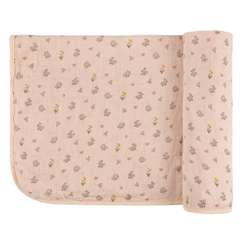 ELY & CO Floral Muslin Swaddle Blanket for Babies - Soft, Breathable & Lightweight (One Size) - Perfect for Newborn Swaddling, Nursing Cover & Stroller Blanket