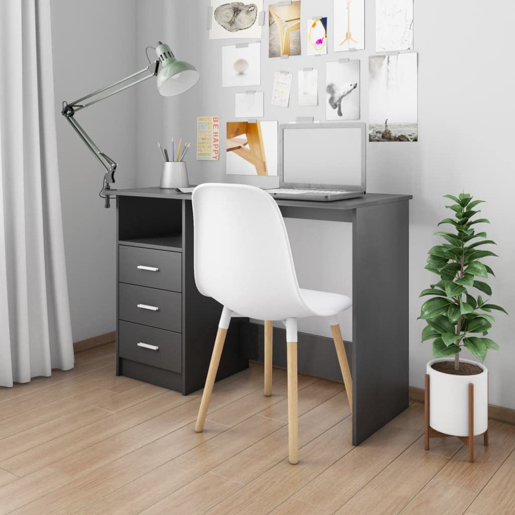 Black Study Desk with Drawers - 43