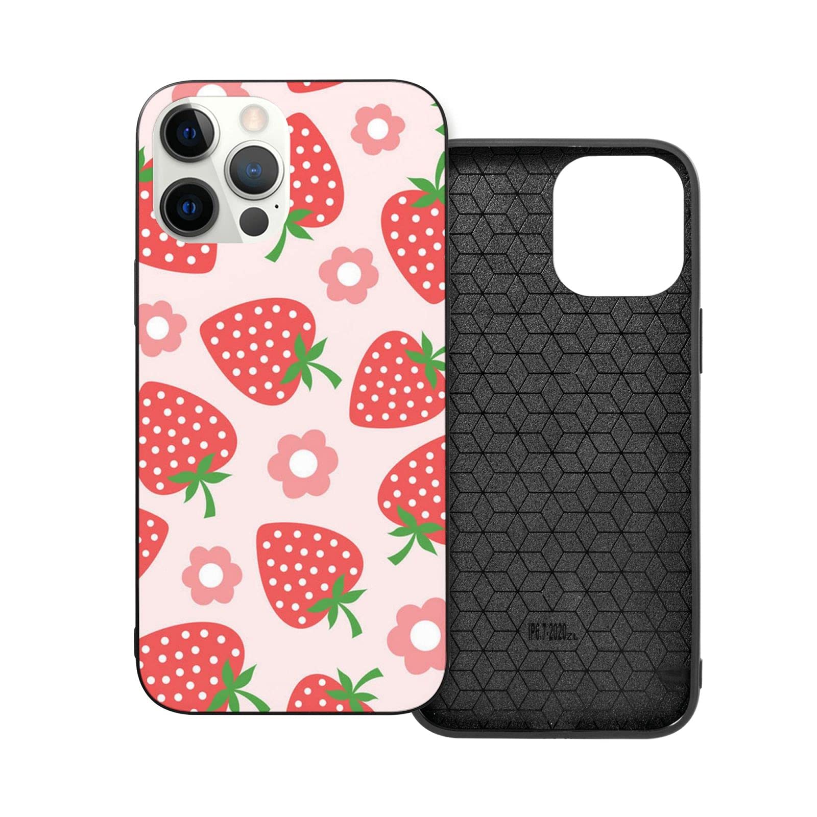 Strawberry iPhone 12 Pro Max Case - Cute Cartoon Design Aesthetic Colorful Silicone TPU Protective Cover for iPhone 12 Pro Max (6.7 inch) - Perfect Gift for Women & Men | School, Office, Travel Protection