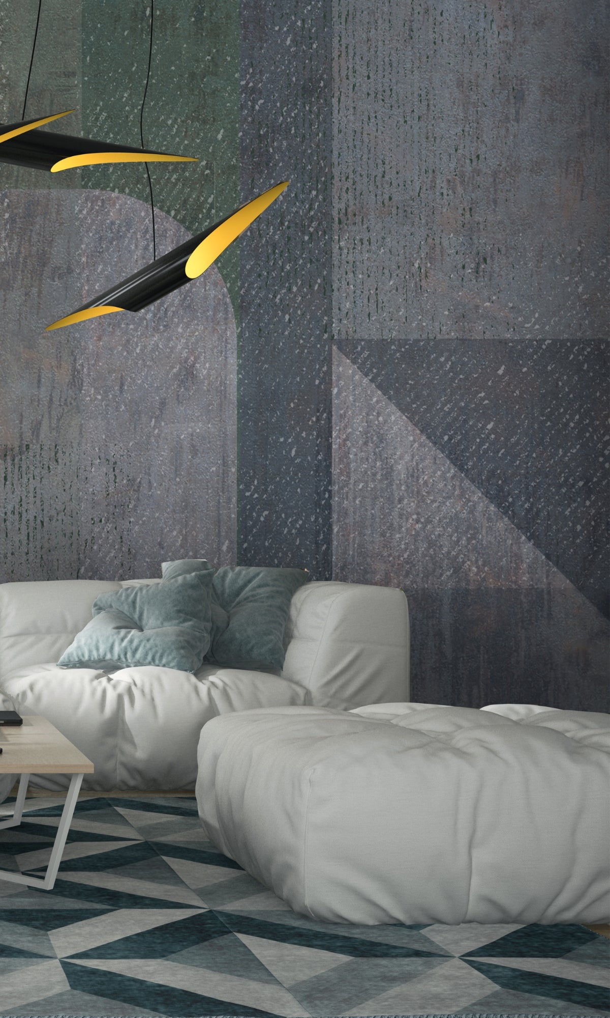 Gray Large Geometric Patterns Mural Wallpaper M1388 Sample - Modern Peel and Stick Wall Decor for Living Room, Bedroom & Office