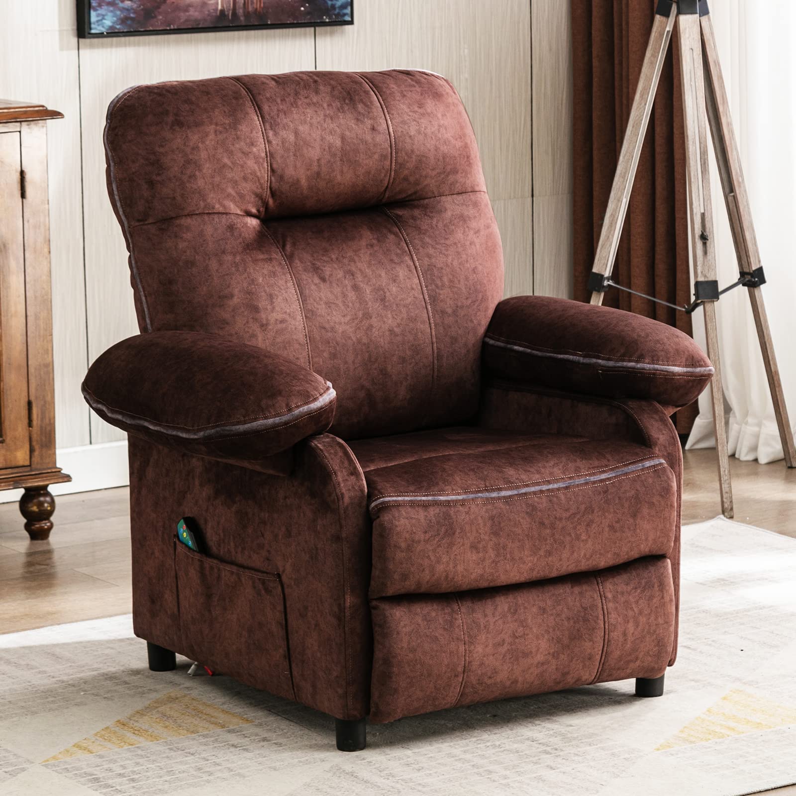 Bosmiller Massage Recliner Chair - Overstuffed Fabric Lounge Sofa with Heating & Vibration for Living Room - Perfect for Relaxation, Home Theater & Office Comfort