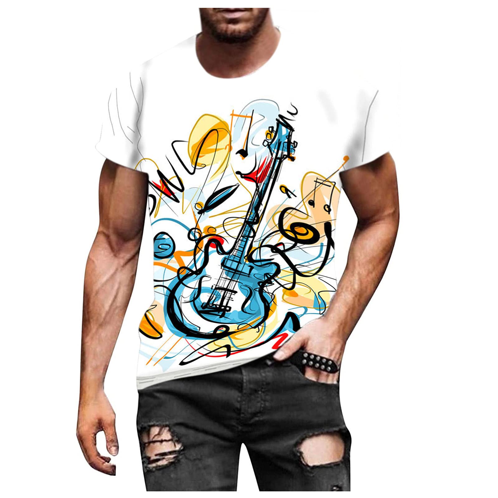 Men's Stylish 3D Digital Printed Graphic T-Shirt - Fashionable Printed Tee for Casual Wear, Street Style & Everyday Outfits